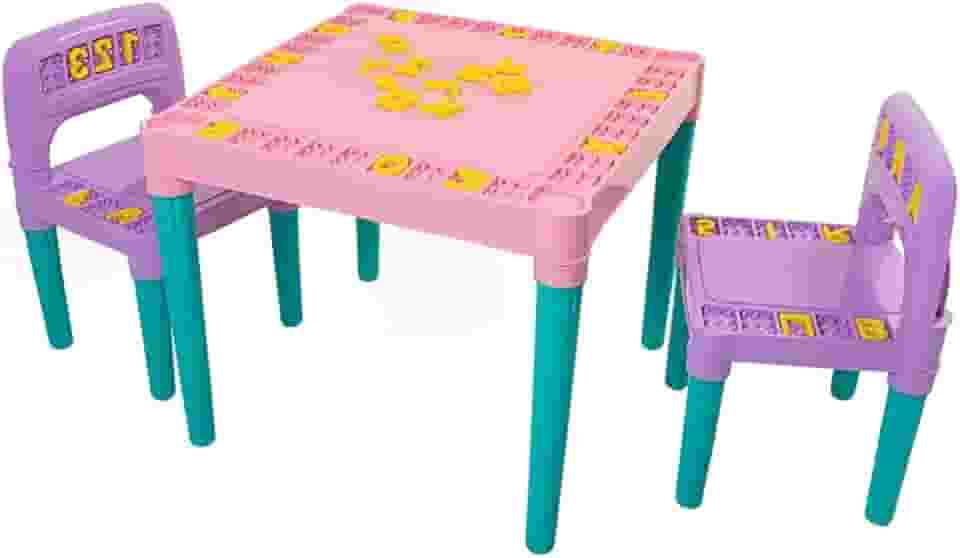 Mesinha e Cadeira Educativa Infantil Meninas Rosa