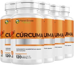 Floral Ervas do Brasil, Cúrcuma 500 mg 5x 120 Cápsula Açafrão Tumérico Açafrão Índia