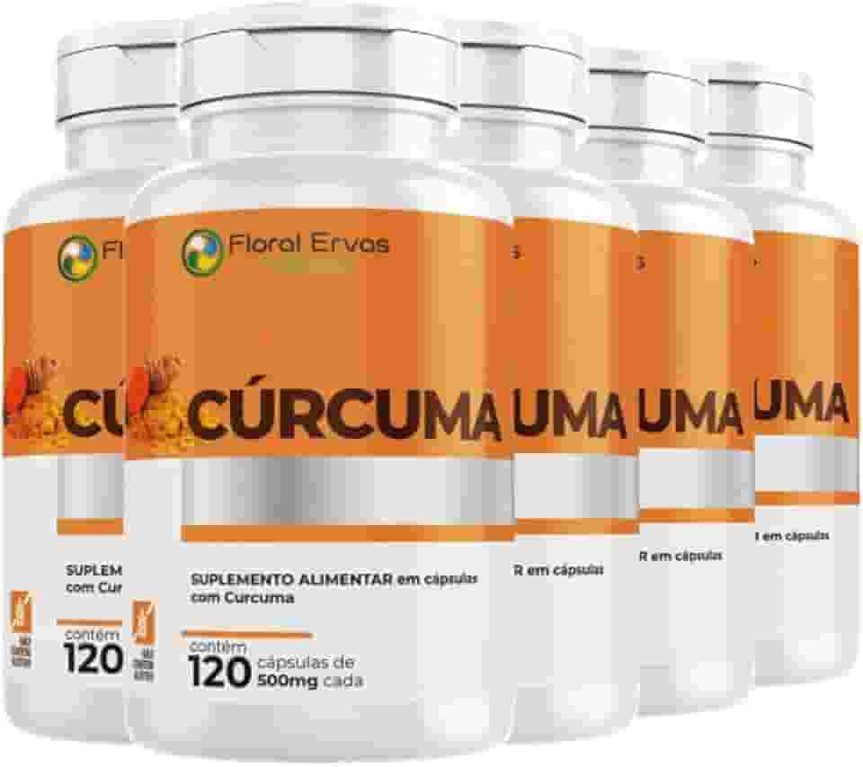 Floral Ervas do Brasil, Cúrcuma 500 mg 5x 120 Cápsula Açafrão Tumérico Açafrão Índia