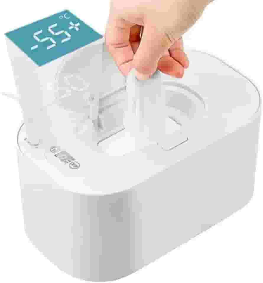 Plplaaoo Aquecedor de lenços umedecidos com temperatura ajustável – Dispensador de lenços umedecidos para bebês com visor de temperatura, aquecedor de fraldas alimentado por USB para recém-nascidos