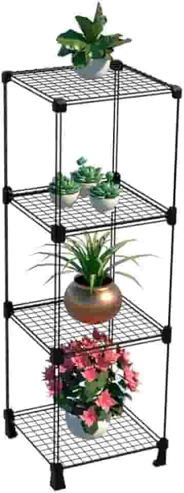 Estante para Plantas Vasos Jardim Vertical 3 Nichos 95cm Horta Suporte de Plantas Decoração Prateleira de Aço (Preto)