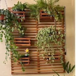 Jardim Vertical Madeira 60x90 Modular 1 Unid Horta Treliça