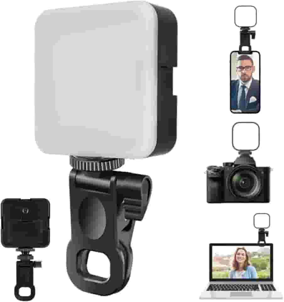 Luz LED Portátil para Gravação de Vídeo | Iluminação Clip-on para Câmera, Celular, Notebook | Brilho Ajustável 3 Níveis | Ideal para TikTok, Vlogs, Videoconferência, Maquiagem | Fixador Versátil