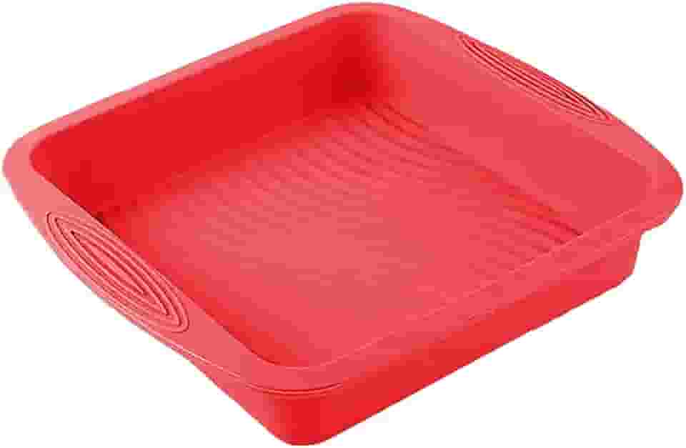 UDlandia Forma para Brownie Quadrada 27cm Em Silicone Antiaderente Vermelho Moderno