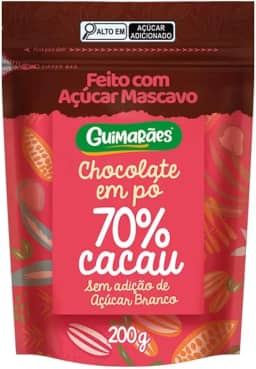 Chocolate em Pó 70% Cacau com Açucar Mascavo 200g