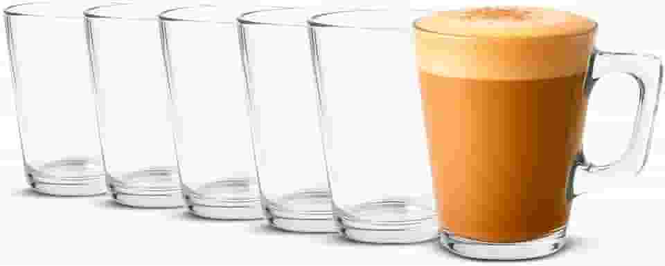 Conjunto 6 Xícaras canecas Vidro Café Cappuccino chocolate190ml alta