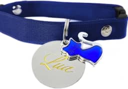 Coleira Elástico com Plaqueta Identificação Personalizado Nome e Telefone Para Gatos COR DAS COLEIRAS: AZUL