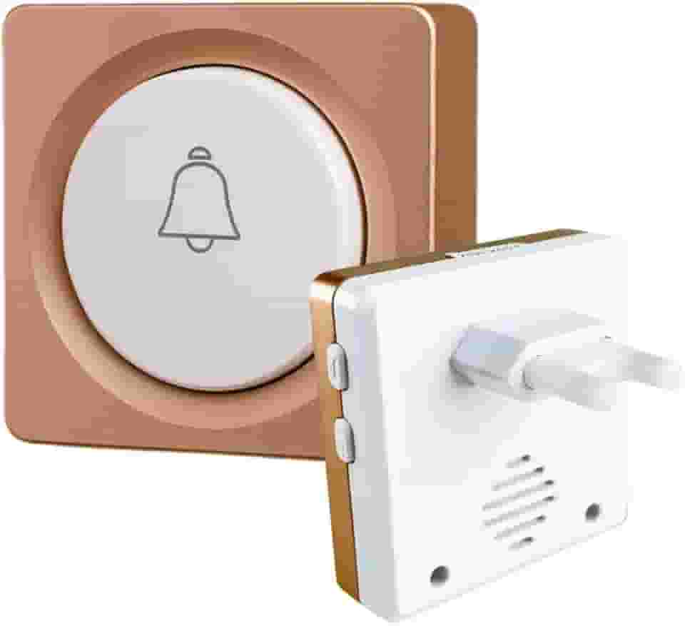 Campainha Sem Fio Wireless Inteligente Bivolt Residencial Comercial com Botão Emergencial para Comunicação com Idosos 38 Sons Premium (Dourada)