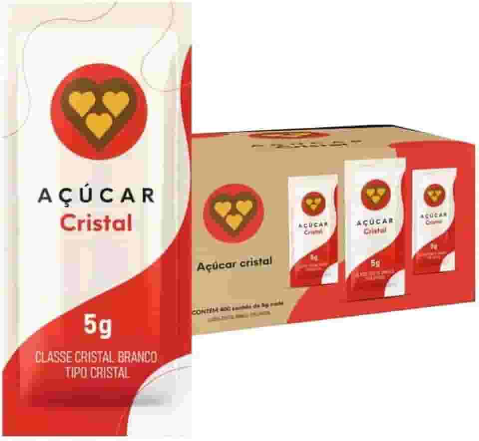 Açúcar Sachê Cristal 3 Corações 5g Caixa Com 400 Unidades