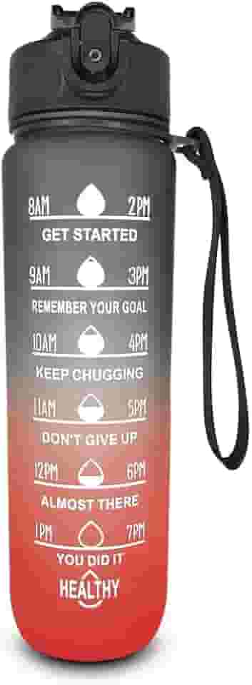 Garrafa Squeeze De Água Tie Dye 1000ml Para Academia Fitness Esporte (Preta e Vermelha)
