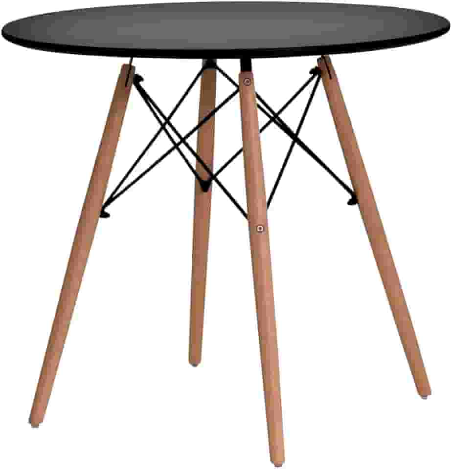 Mesa de Jantar Redonda Charles Eames Eiffel 110cm Preta, 6 Lugares, para Cozinha e Sala de Jantar, Design Moderno