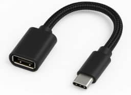 Cabo adaptador USB OTG Fêmea para Tipo C - Cabo Trançado em Nylon mais Flexivel e Duravel (Preto)