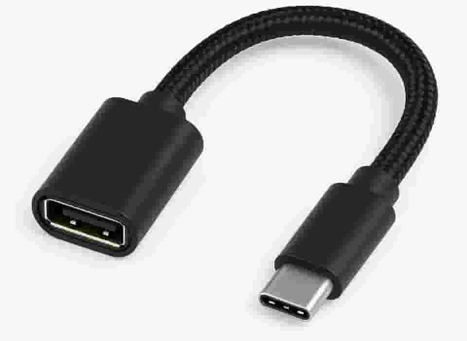 Cabo adaptador USB OTG Fêmea para Tipo C - Cabo Trançado em Nylon mais Flexivel e Duravel (Preto)