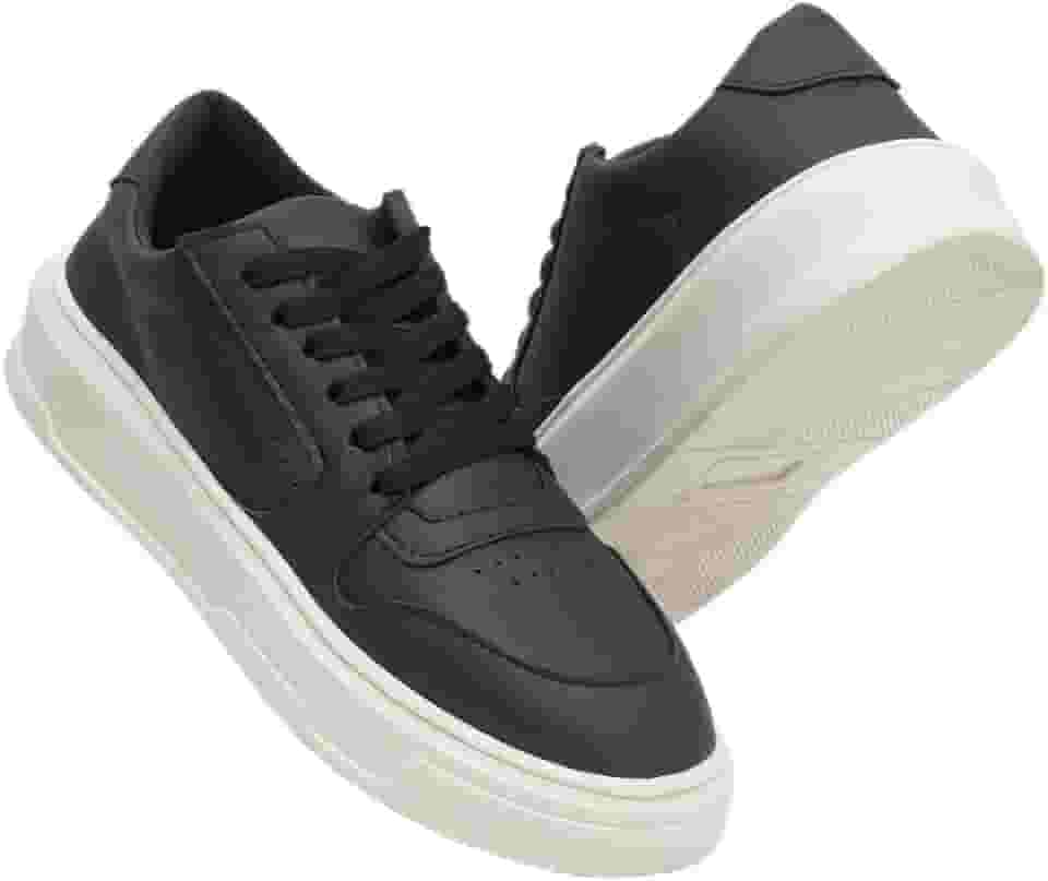 Tênis Masculino Sapatênis Couro Ecológico Confortável Minimalista Estiloso Homem Moderno Sola Alta