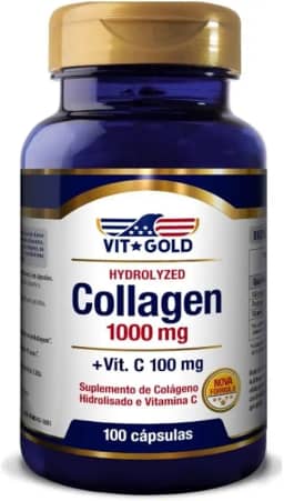 Colágeno Hidrolisado 1.000mg com Vitamina C Vitgold - 100 cápsulas