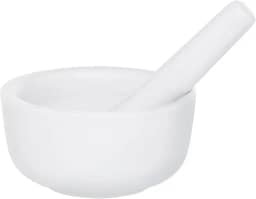 HIC Kitchen Almofariz e pilão para moer especiarias e ervas e comprimidos de esmagamento, porcelana branca fina