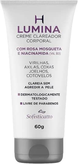 Creme Clareador Lumina 60g Sofisticatto – Clareia Virilhas, Axilas, Joelhos e Cotovelos + Sachê
