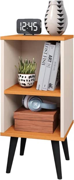 Mesa De Cabeceira Mudo Charme Retro Com Nicho Quarto Cama (Off White)