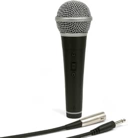 Microfone Dinâmico com Fio Profissional – Corpo em Metal Preto, Ideal para Voz, Igreja, Karaokê, Palestras, Estúdios e Shows