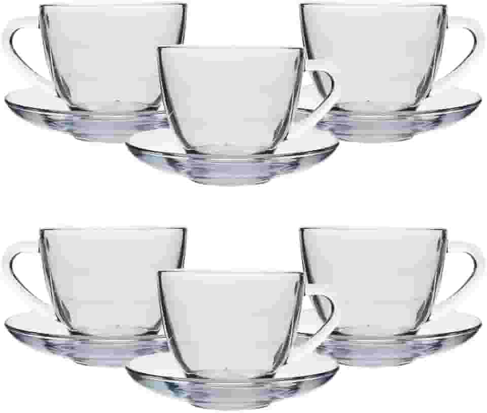 Inga - Jogo Xicaras 230Ml De Vidro Cha Com Pires 12Un Inga Cm6