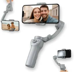 Estabilizador de Celular Gimbal | Suporte profissional | 3 Eixos com IA | Rastreamento Facial e de Objetos | Luz LED | Timelapse | Tripod e Controle por Gestos | Compativel iPhone e Android