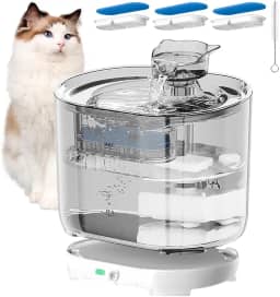 Bebedouro sem fio para gatos 3 filtros, fonte de agua pra gato, bebedouros para animais em ambientes internos, dispensador automático de água para cães, alimentado por bateria recarregável, 2,2 L