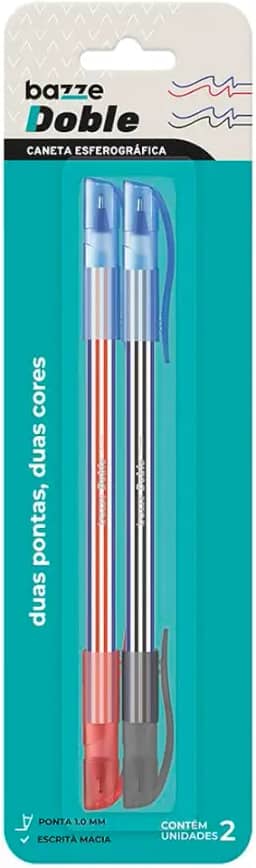 Caneta Esferografica Bazze Doble 1.0 mm Bicolor Cartela 2 unidades