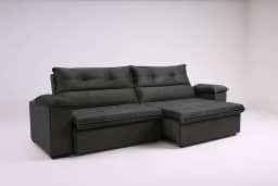 Sofá 4 Lugares Reclinável e Retrátil Bel Veludo Cinza LIMOV (2,50M)