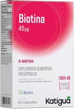 KATIGUÁ Biotina Dose Máxima Formação E Manutenção De Cabelos E Pele Sem Sabor Katiguá 60 Cápsulas Rígidas • 60 Doses Prata