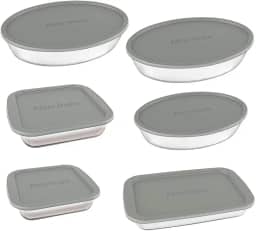 Jogo de Assadeiras Marinex, 6 Peças, Com Tampa, Vidro