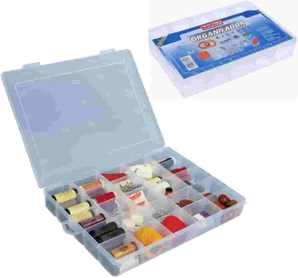 Caixa Organizadora Multiuso 25 Divisórias Fixas Estojo Transparente