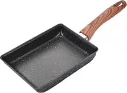 Frigideira Tamagoyaki Quadrada, Preta, Antiaderente 16 x 19,8 cm, para Omelete Japonês, Compatível com Fogão a Gás e Indução