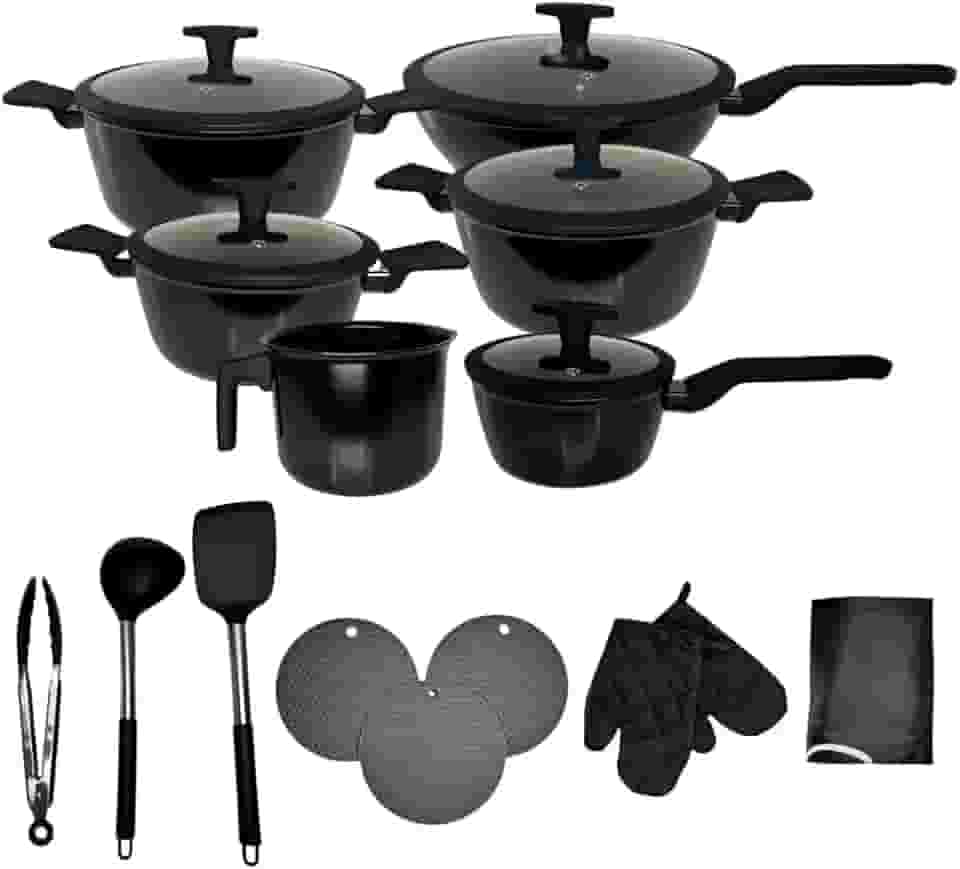 Jogo De Panela Cerâmica Premium 20 Peças - Antiaderente Preto