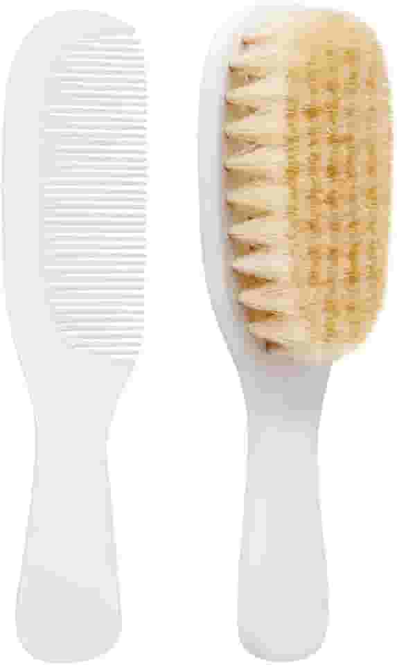 Buba Escova E Pente Baby Cerdas Naturais Branco