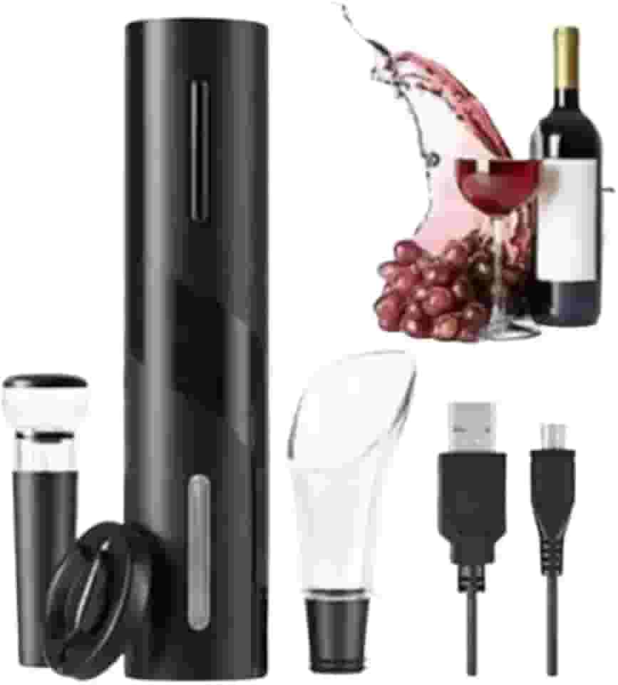 Abridor de Garrafa de Vinho Elétrico Automático Recarregável Por USB com Cortador de lacre, Derramador, Retira a Rolha da Garrafa a Vácuo, Elegante e Prático