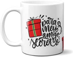 Caneca Xícara Porcelana Presente Natal Amigo Secreto