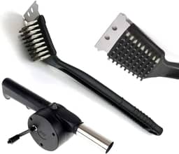 Kit Escova de Aço + Soprador e Acendedor para Churrasqueira
