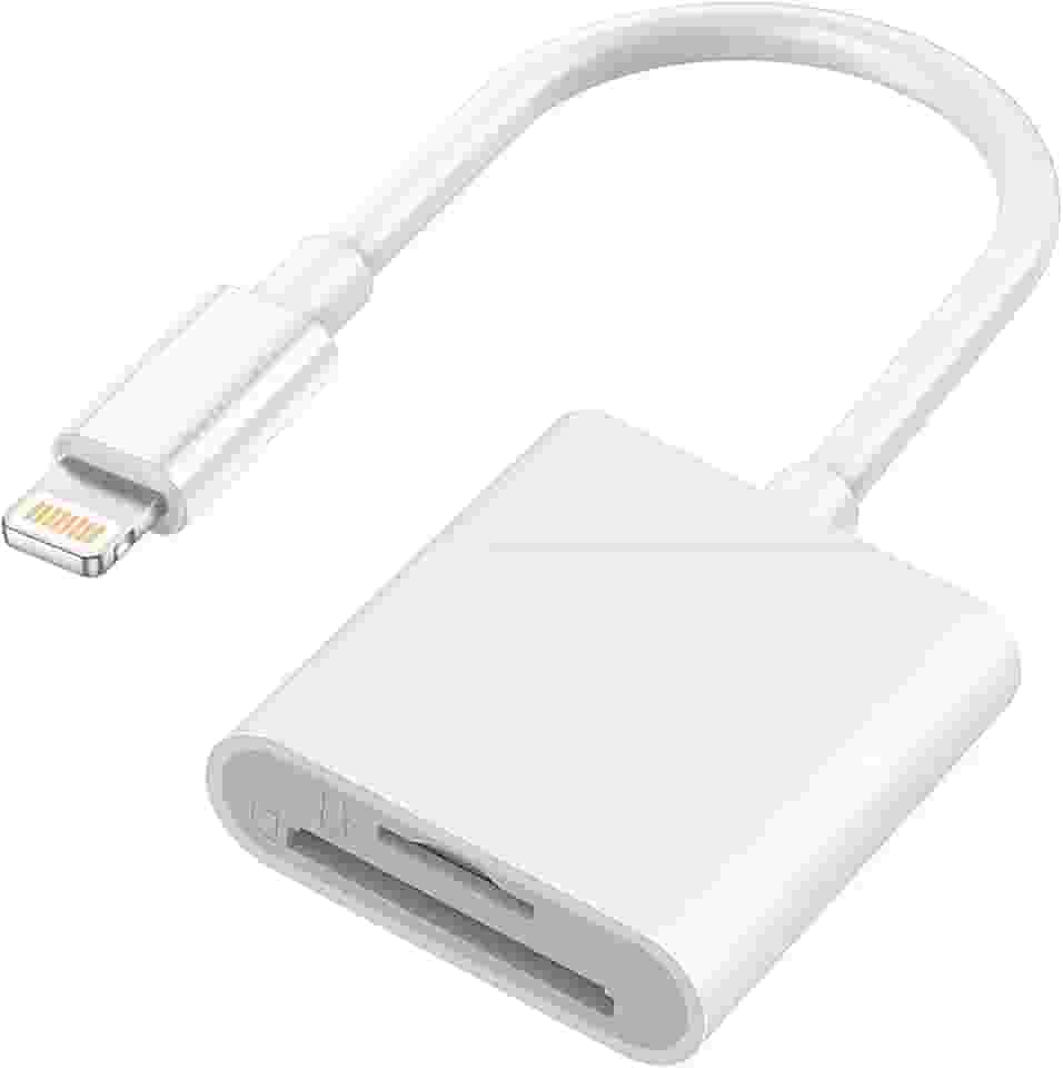 Naiyal Adaptador de slot de cartão duplo Lightning para SD e TF, leitor de cartão de memória micro SD/SD certificado pela Apple MFi para iPhone 14 13 12 11 Pro Max XS XR X 8 iPad, Plug and Play