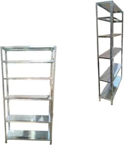 Estante Multiuso Aço GALVANIZADA Pintura Eletrostática 6 Prateleiras 90cm comprimento, 185cm altura, 27,5cm profundidade, 180kg total, 30kg por Bandeja distribuídos