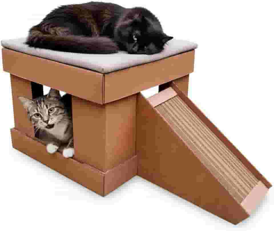 Casa para Gato com Rampa Arranhador Kubo Toca Cama Super Resistente + Almofada