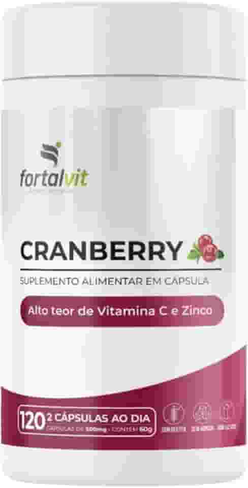 Cranberry, Alto Teor de Vitamina C e Zinco, Longa Duração: 2 Meses de Uso, 120 Cápsulas, Fortalvit
