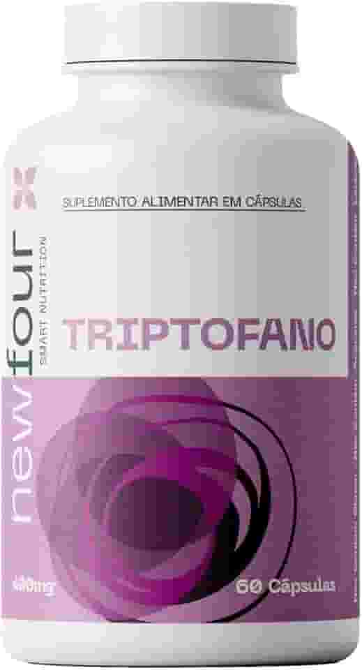 Triptofano 500mg 60 Cápsulas NewFour – Suplemento para Sono, Humor e Ansiedade – L-Triptofano Puro – Sem Glúten, Açúcar e Lactose