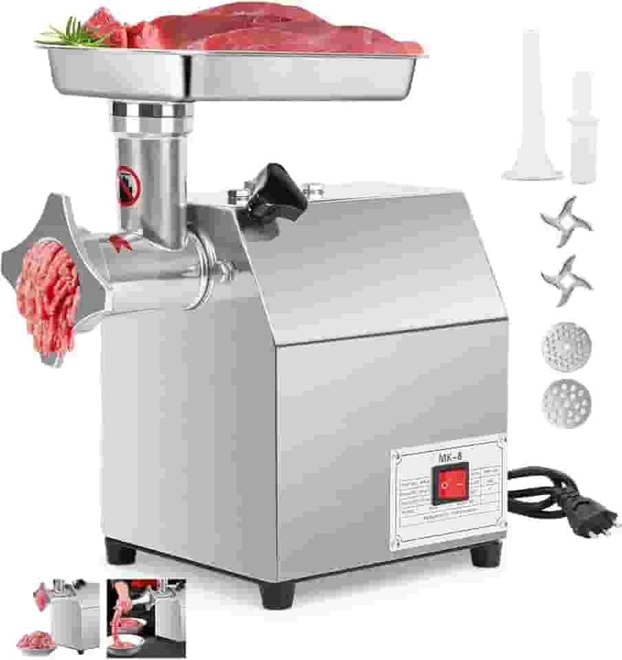 Moedor de Carne Eletrico 220V, Maquina de Moer Carne, Pode Ser Usado Para Picar Carne, Vegetais E Linguiças, 500W, Aço Inoxidável