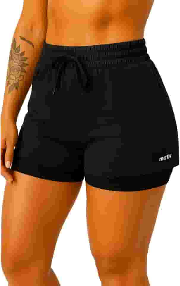 Bermuda Short 2 em 1 Feminino Dryfit Treino Academia Esporte Corrida Casual Bolso