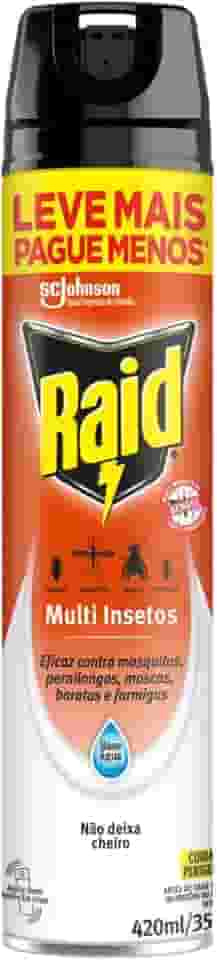 Inseticida Aerossol Multi-Insetos Base Água sem Perfume Raid Frasco 420ml Spray Leve Mais Pague Menos