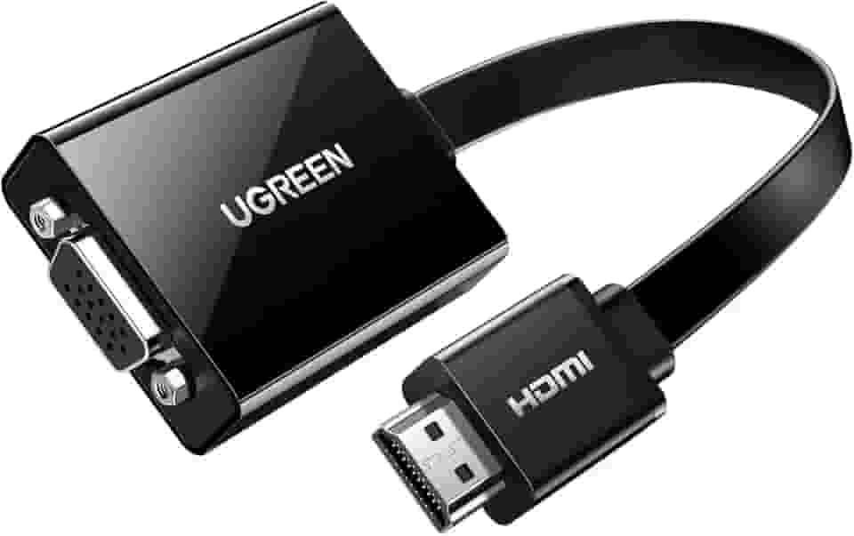 UGREEN Adaptador HDMI para VGA ativo com entrada de áudio de 3,5 mm HDMI macho para VGA fêmea até 1080P para PC laptop Ultrabook Raspberry Pi Chromebook preto