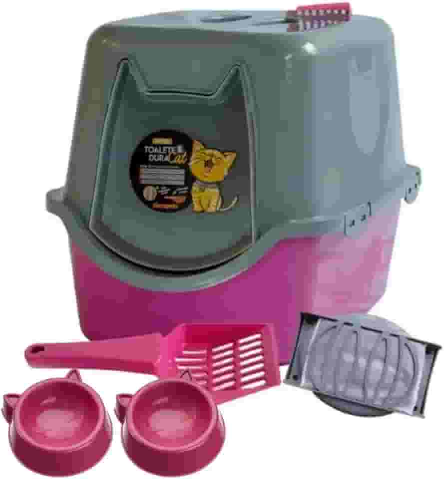 Banheiro Fechado Gato G Caixa Areia Com Pá Sanitário Fechado C Filtro Cor:Rosa