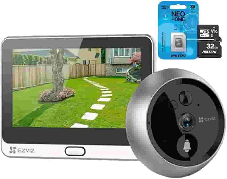 Campainha Inteligente DP2C com Olho Mágico Wi-Fi, Visor Interno FULL HD e Cartão 32GB – Detecção de Movimento e Visão Noturna