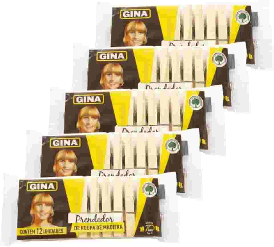 Prendedores de madeira Gina para roupas tecidos varal lençol 60 unidades