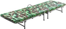Cama Dobrável De Solteiro Prata Com Colchão Imbutido Para Camping